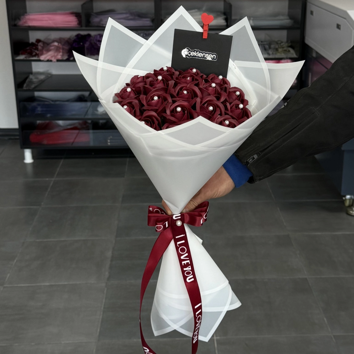 19'Lu Bordo Buket (İncili)