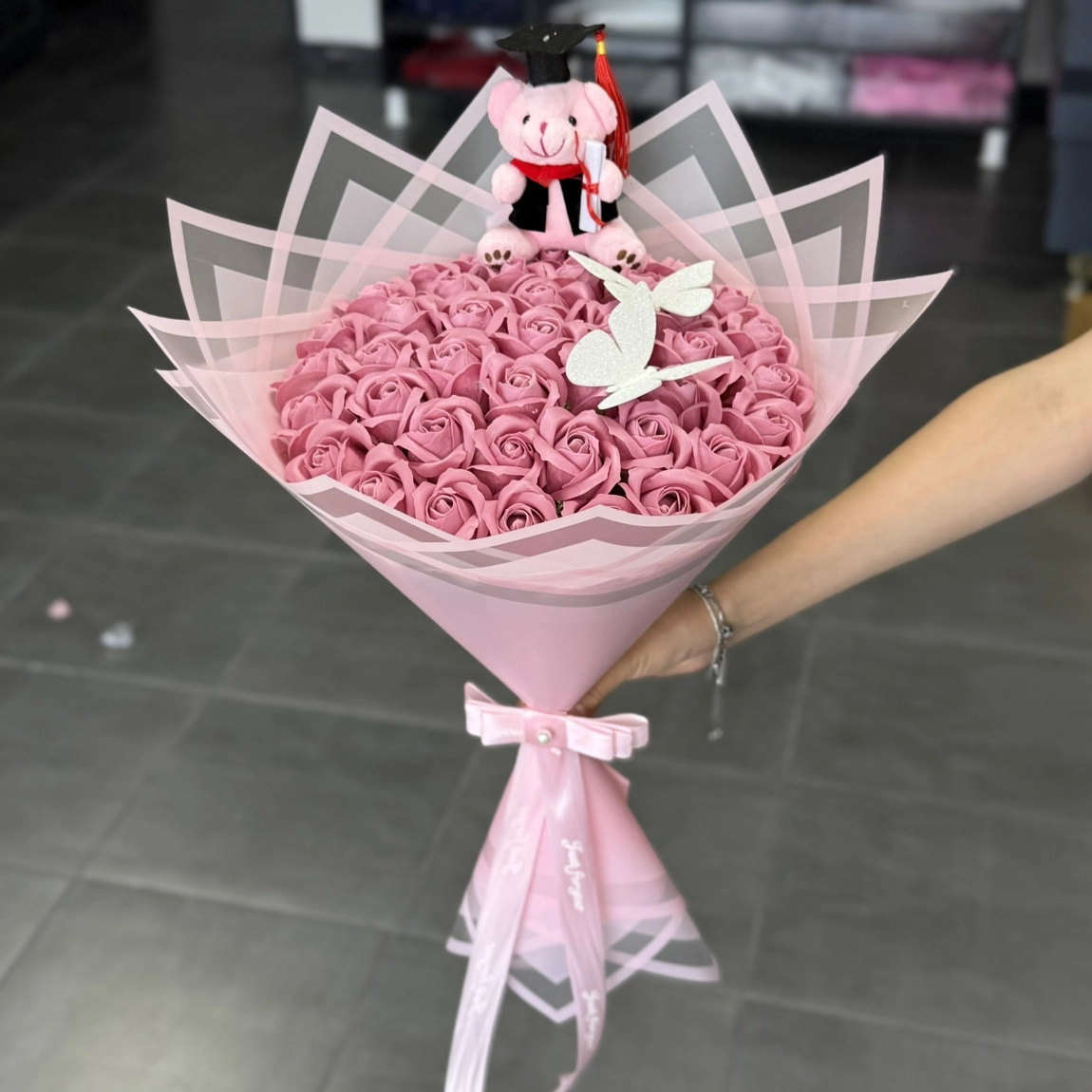 41'li Gül Buketi Pudra Pembe