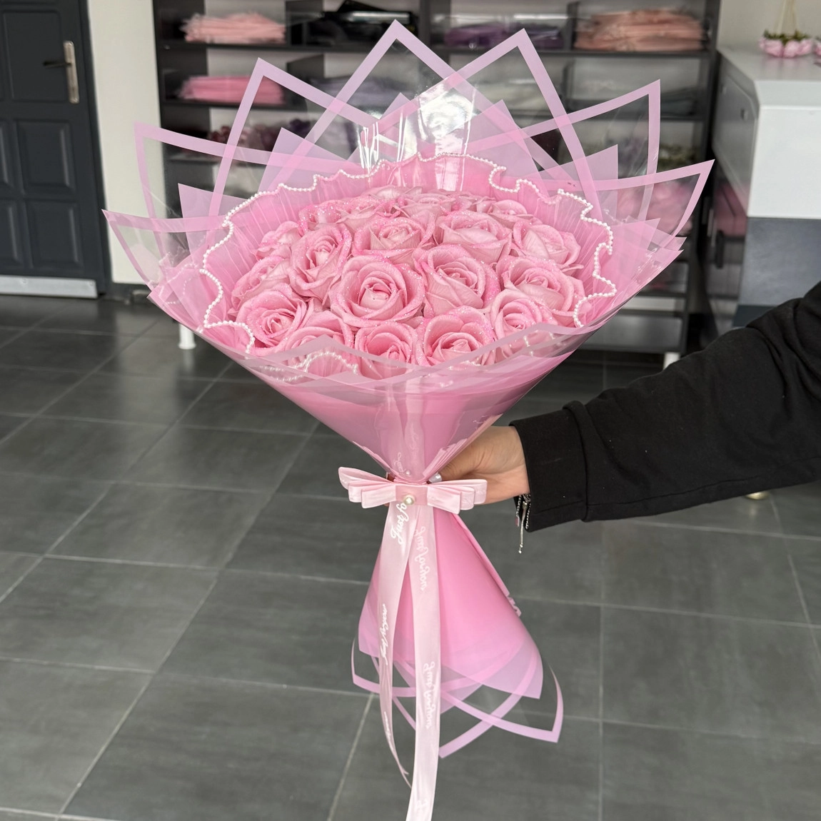 20'Li Pembe Buket (Incili Tüllü)