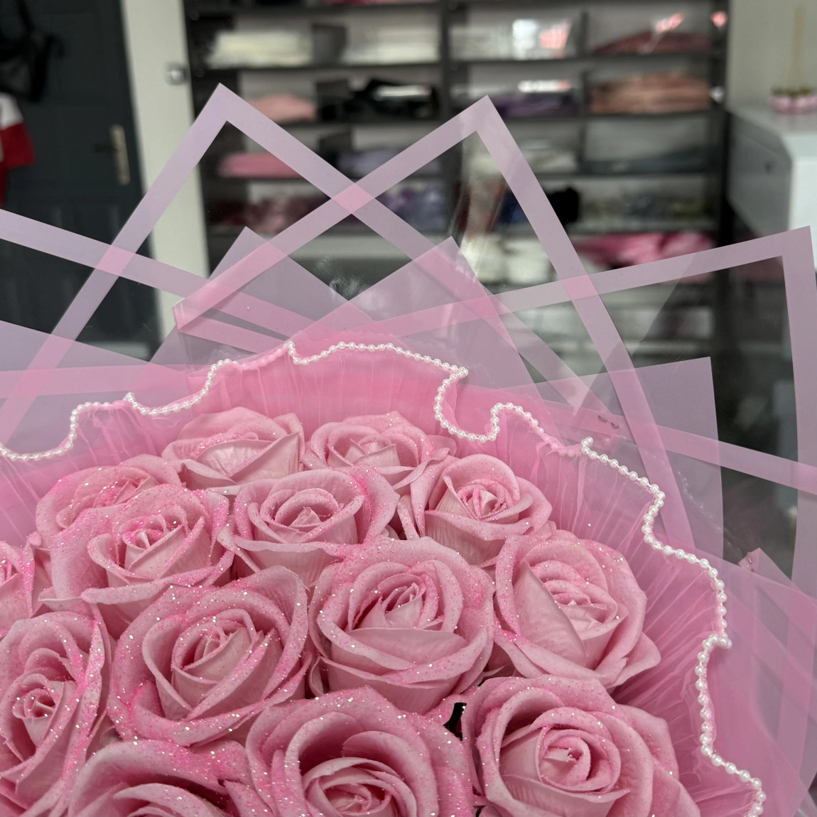 20'Li Pembe Buket (Incili Tüllü)