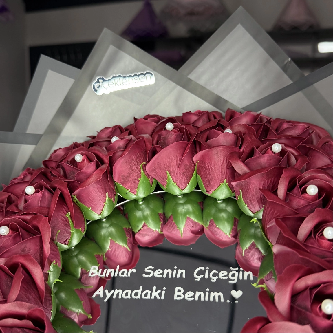 38'Li Bordo Aynalı ( Ortası Incili)