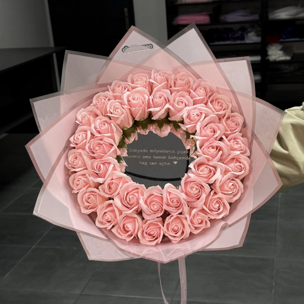 38'Li Soft Pembe Aynalı Buket