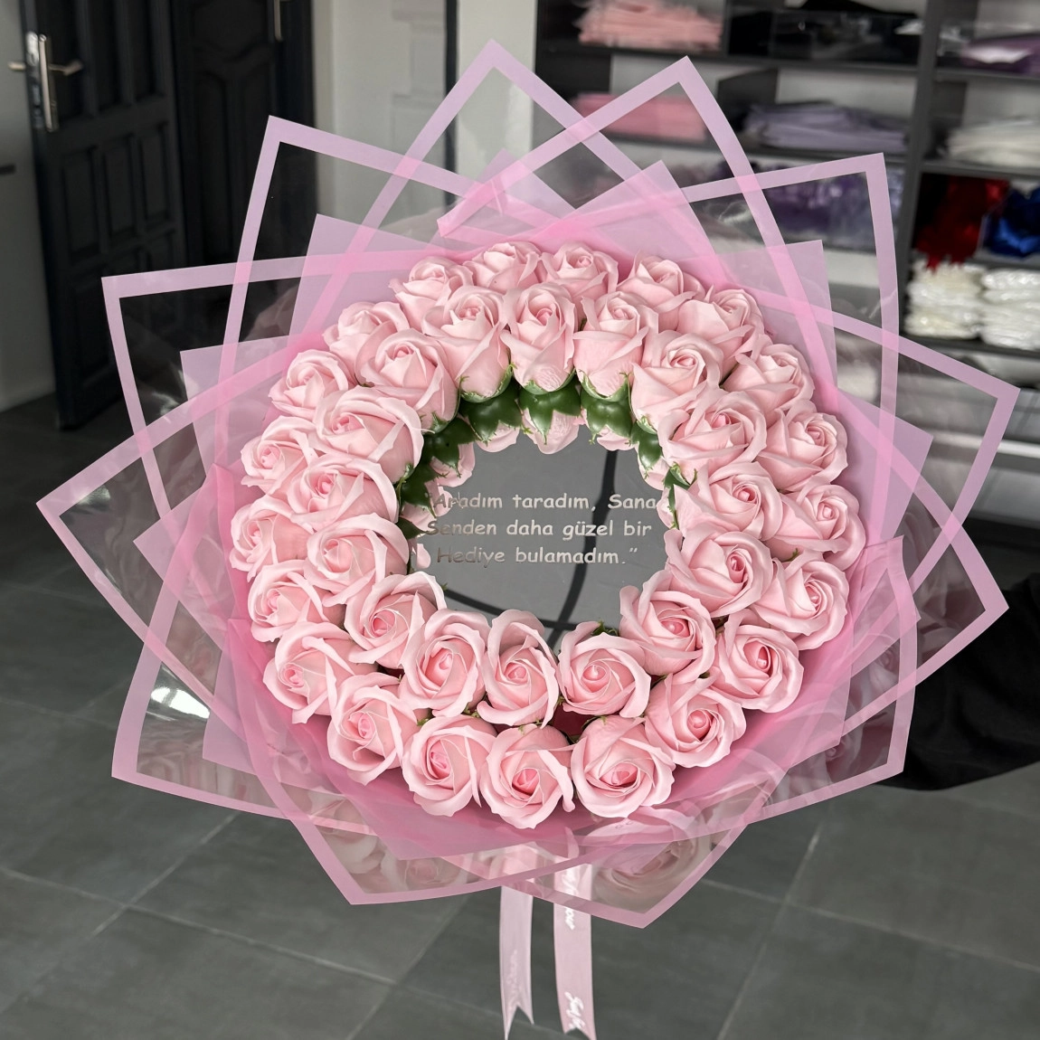38'Li Soft Pembe Aynalı Buket