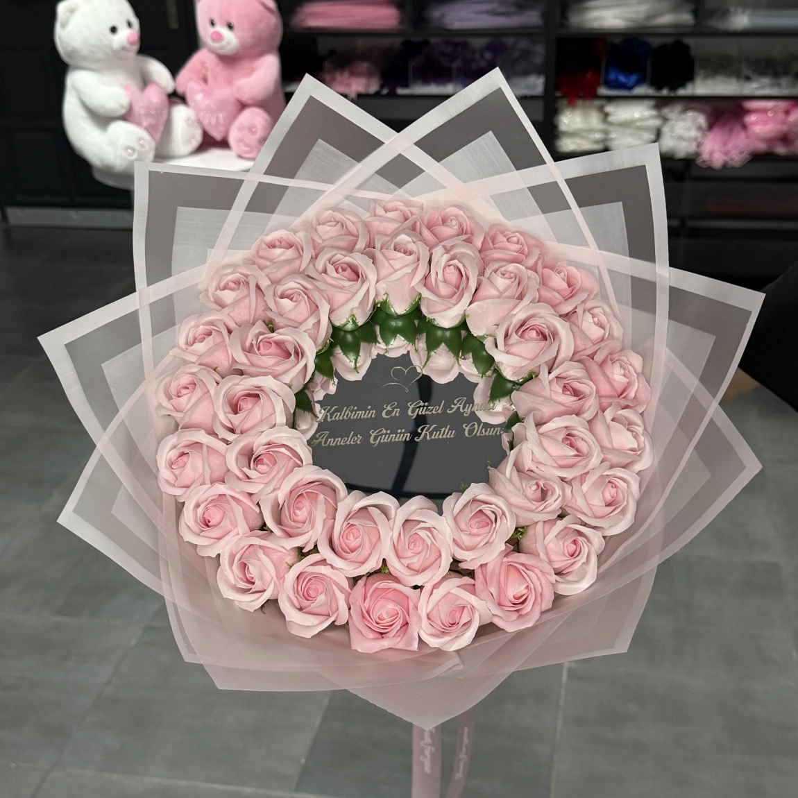 38'Li Soft Pembe Aynalı Buket