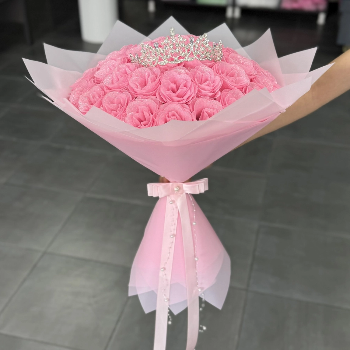 41'li İngiliz Gül Buketi Pembe
