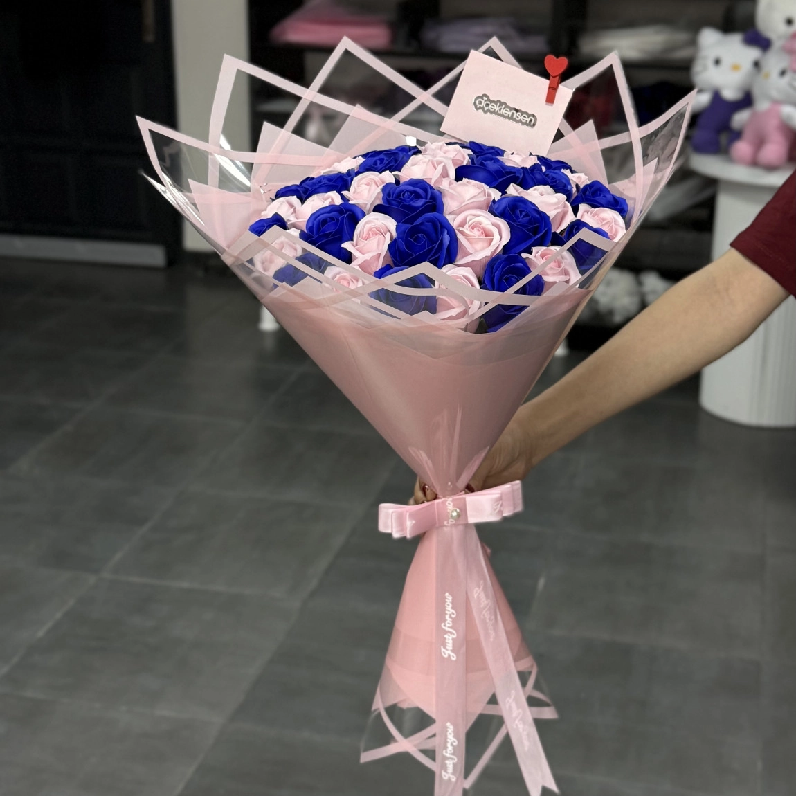 41'li Gül Buketi Pembe-Mavi