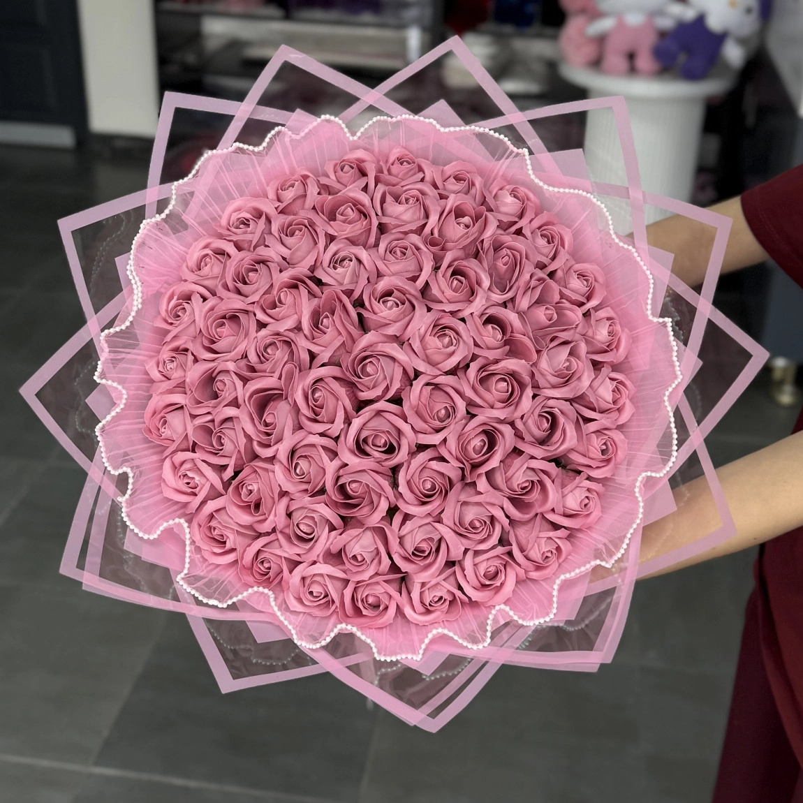 61'li Gül Buketi Pudra Pembe