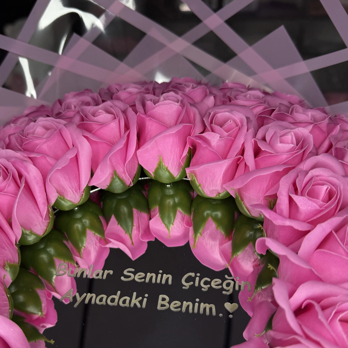 66'Lı Neon Pembe Aynalı Buket