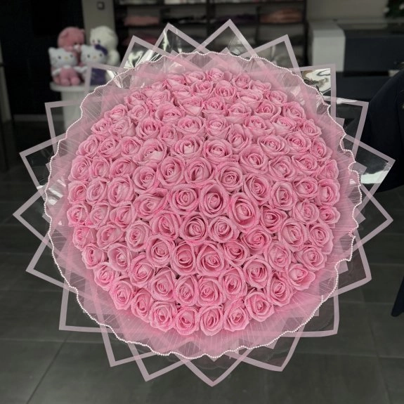 101'li Gül Buketi Pembe