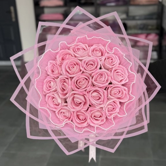20'Li Pembe Buket (Incili Tüllü)