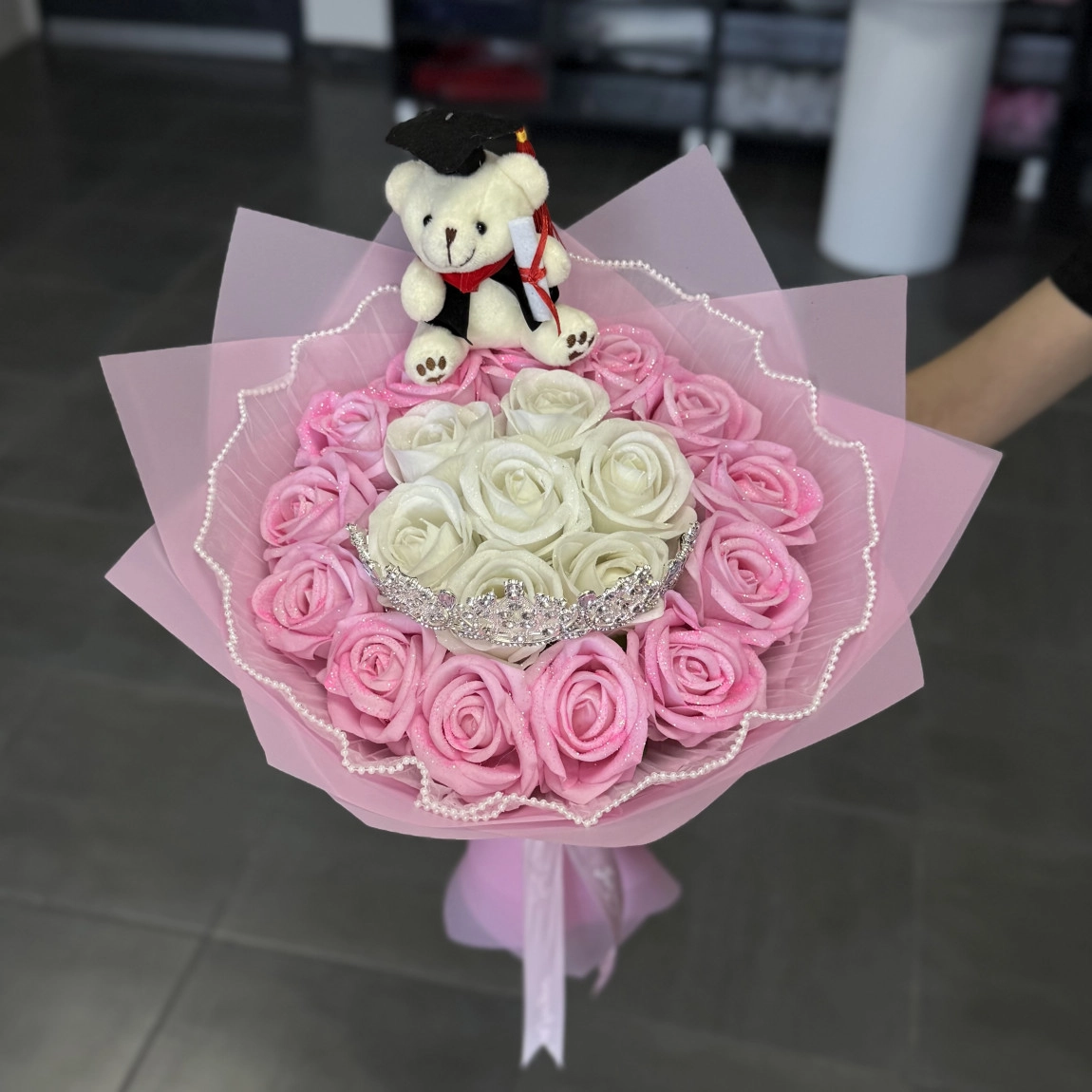 20'li Gül Buketi Pembe-Beyaz