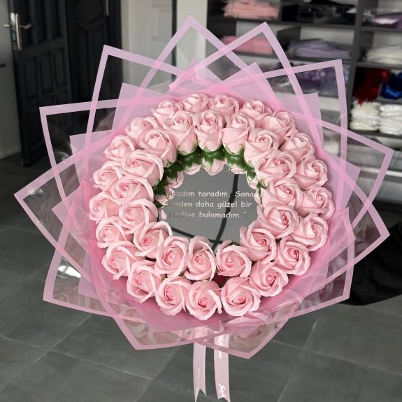 38'Li Soft Pembe Aynalı Buket