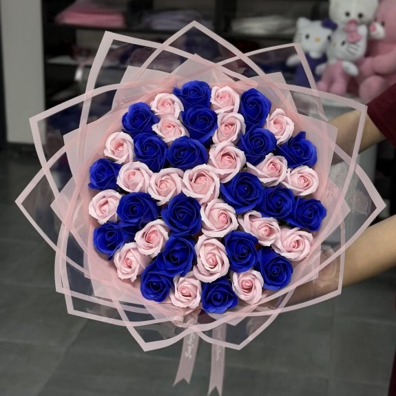 41'li Gül Buketi Pembe-Mavi