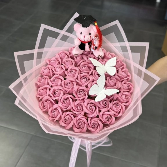 41'li Gül Buketi Pudra Pembe