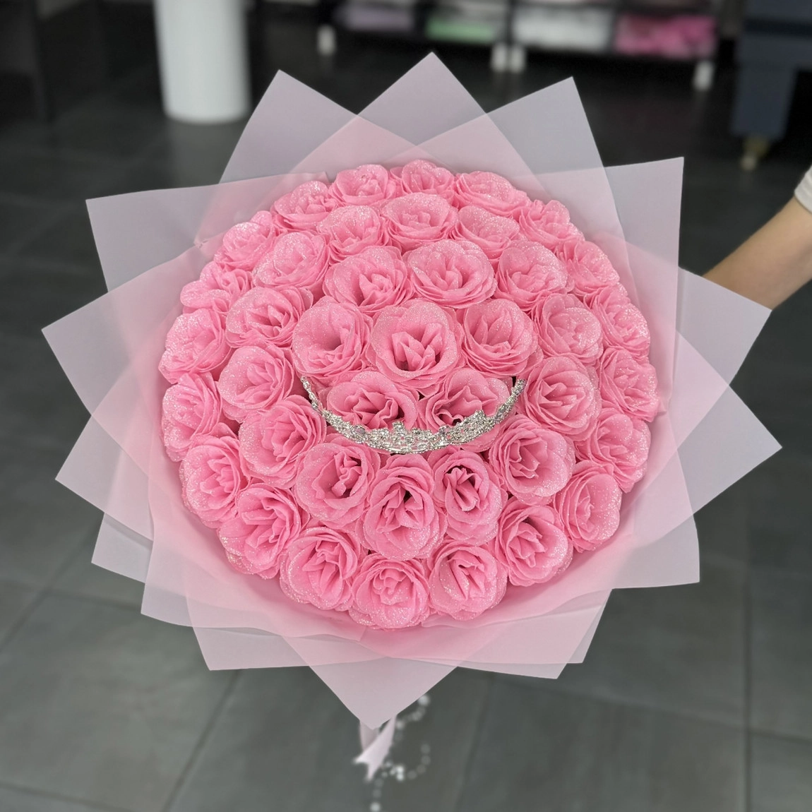41'li İngiliz Gül Buketi Pembe